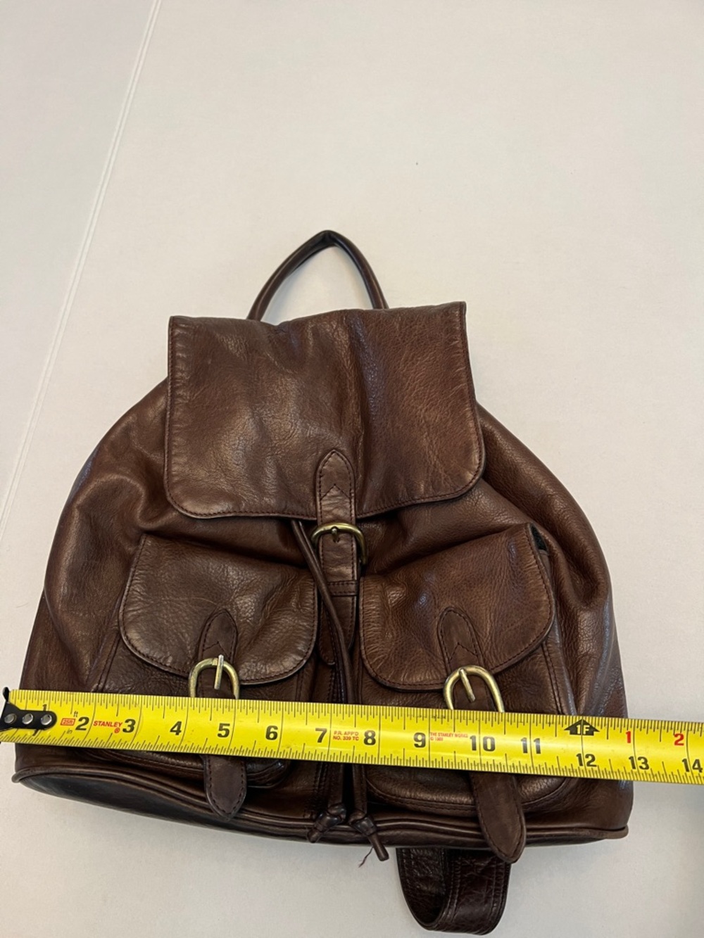 Boulder Ridge Brown Leather drawstring  Backpack Bag - Picture 13 of 16